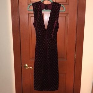 Burgundy Studded Evening Dress